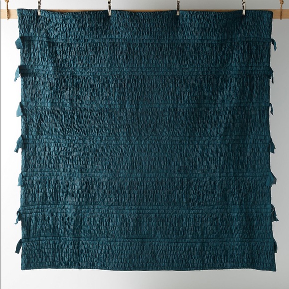 Anthropologie Textured Bardot Dark Turquoise Quilt - Picture 4 of 7
